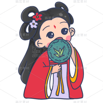 卡通感国庆节女生元素贴纸