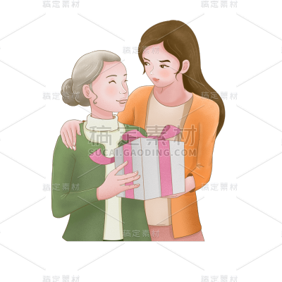卡通感母亲节母女元素贴纸