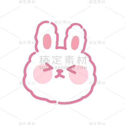 卡通描边兔子元素贴纸-2