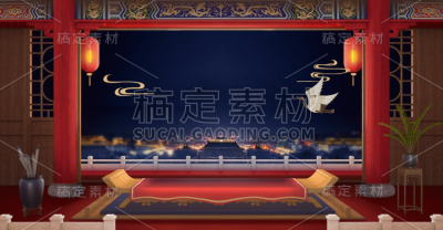年货节喜庆中式红色背景场景图片素材