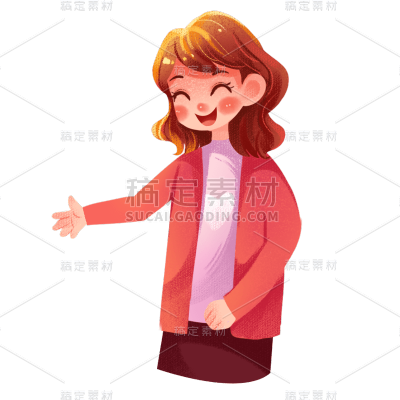 卡通感春节女性元素贴纸