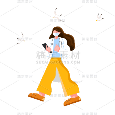 卡通感劳动节医生元素贴纸