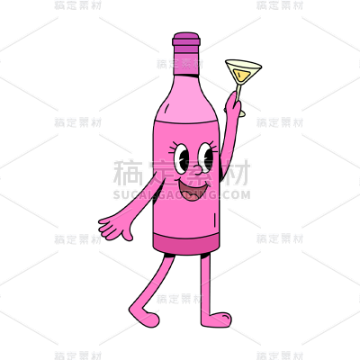 橡皮管风格酒瓶元素贴纸
