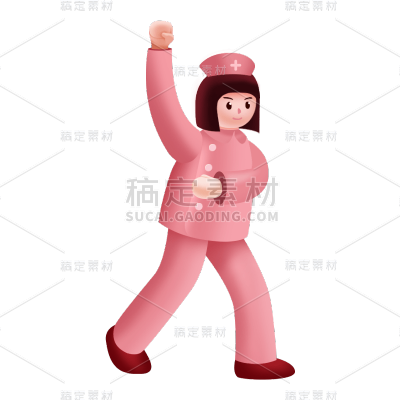 卡通感劳动节护士元素贴纸