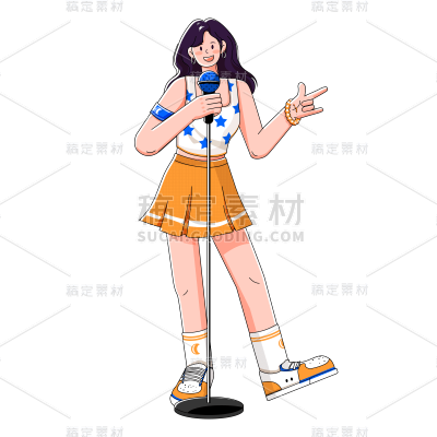 卡通感教育培训女士元素贴纸