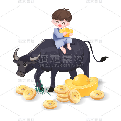 卡通感牧童元素贴纸
