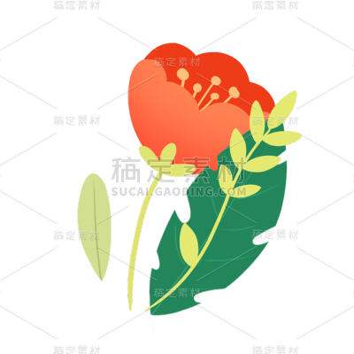 卡通感鲜花元素贴纸