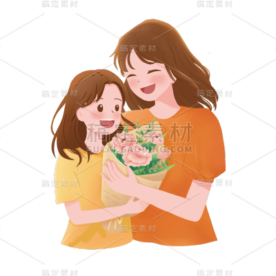 卡通感母亲节母女元素贴纸