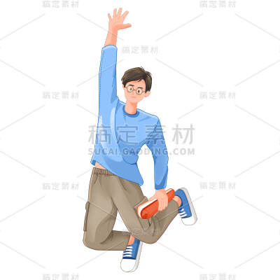 卡通感教育男生行业元素贴纸