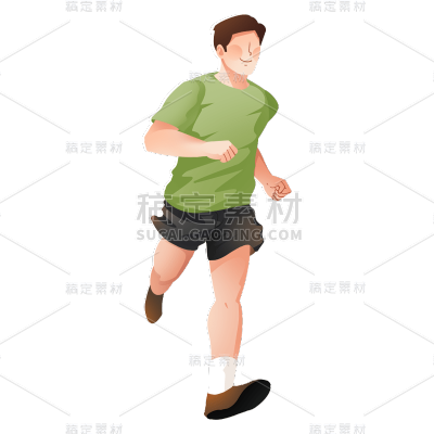 卡通感男生跑步元素贴纸