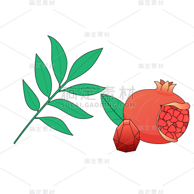 橡皮管风格石榴元素贴纸