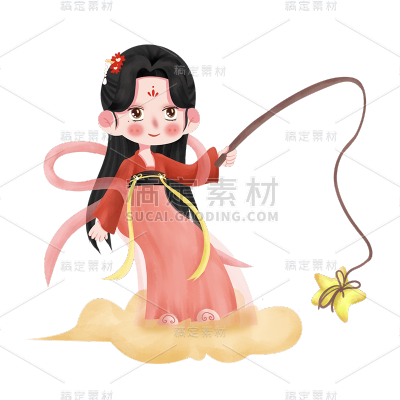 中国风中秋节女性元素贴纸