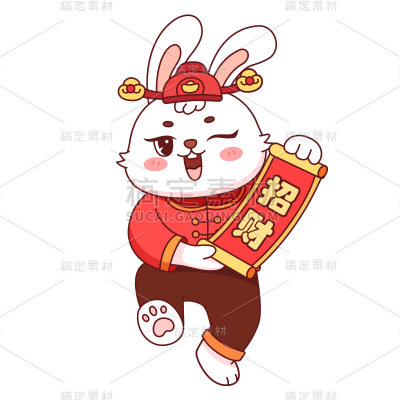 中国风春节兔子元素贴纸