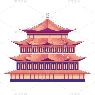 中国风国庆节中国建筑元素贴纸