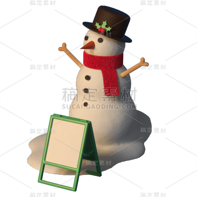 3D圣诞节雪人元素贴纸