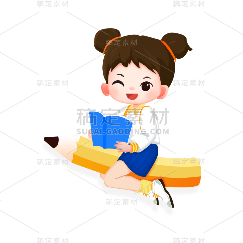 卡通感教育培训女孩元素贴纸