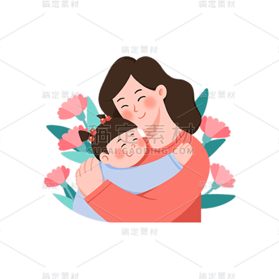 卡通感母亲节母女元素贴纸
