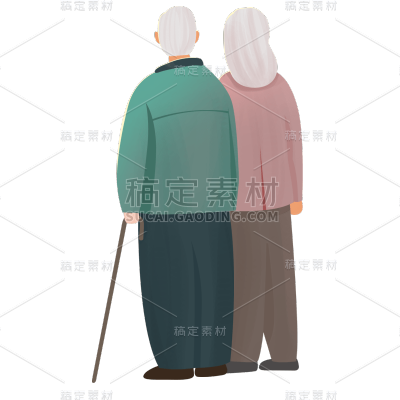 文艺重阳节老人元素贴纸