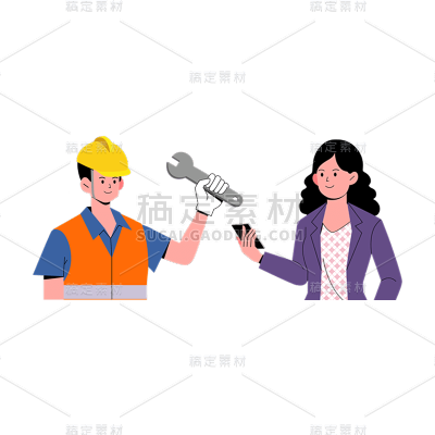 卡通感劳动节人物元素贴纸