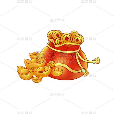 中国风春节钱袋元素贴纸