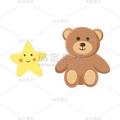 卡通感儿童节玩具熊元素贴纸