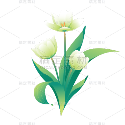 渐变扁平花卉植物