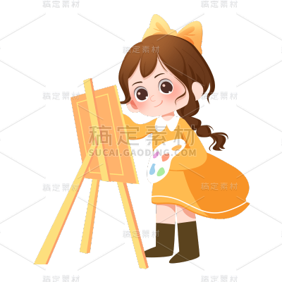 卡通感教育培训女孩元素贴纸
