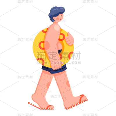 立夏泳圈男孩元素贴纸