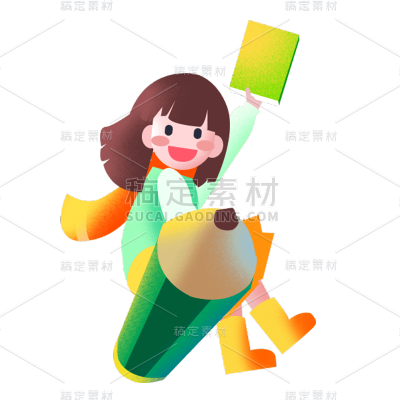 卡通感教育行业女生元素贴纸