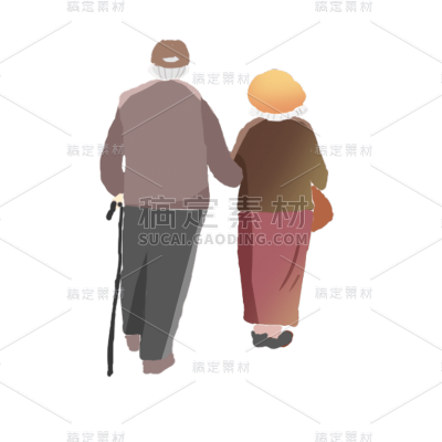 文艺重阳节老人元素贴纸