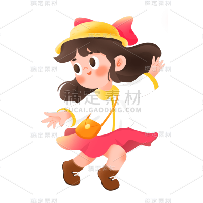卡通感教育培训女生元素贴纸