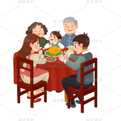 中国风中秋节团聚元素贴纸