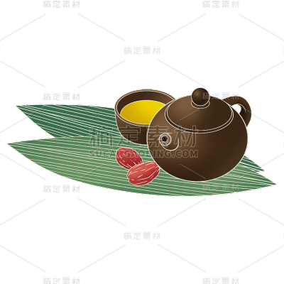 卡通感端午节茶壶元素贴纸