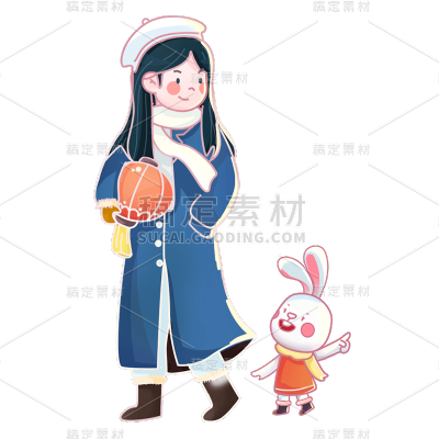 卡通感二十四节气女生元素贴纸