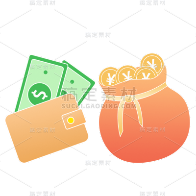 卡通感金融行业钱袋元素