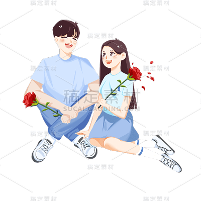 卡通感情人节情侣元素贴纸