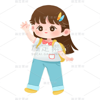 卡通感女孩元素贴纸