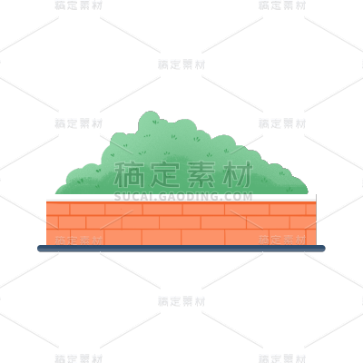 卡通感草丛元素贴纸