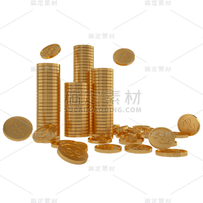 C4D-股市氛围元素-金币