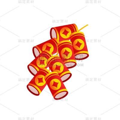 中国风春节鞭炮元素贴纸 