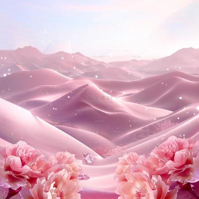 insMind Pink Background Romantic Flower Petals Valley Desert 