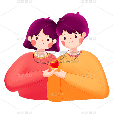  卡通感情人节情侣元素贴纸