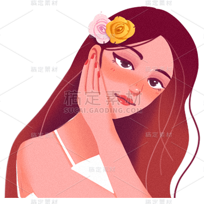 卡通感妇女节女性元素贴纸