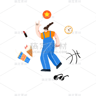卡通感儿童节女生元素贴纸