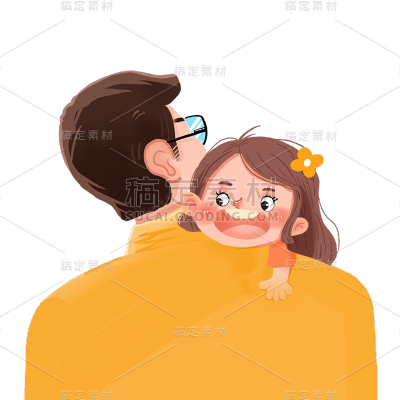 卡通感父亲节父女元素贴纸