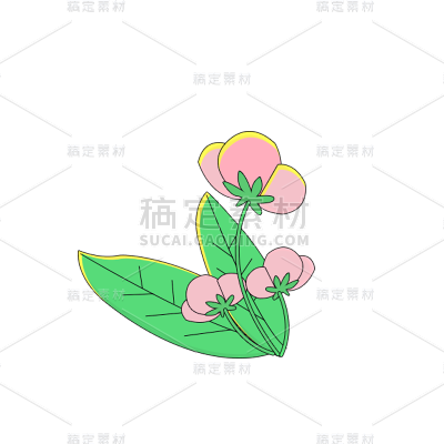 卡通感花元素贴纸