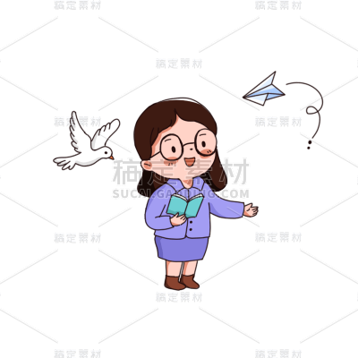卡通感青年节女生元素贴纸