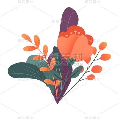 卡通感鲜花元素贴纸