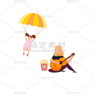 卡通感儿童节女生元素贴纸