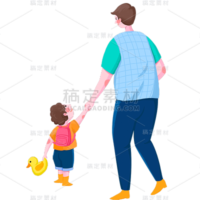 卡通感父亲节父子元素贴纸